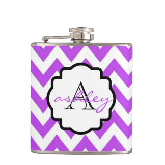Paarse en witte Chevron Monogram Kolf Heupfles