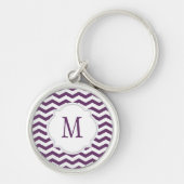 Paarse en witte Chevron Pattern Sleutelhanger (Voorkant)