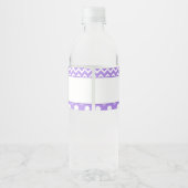 Paarse en witte Chevron & Polka Dot Baby Waterfles Etiket (Achterkant)