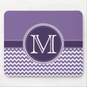 Paarse en witte Chevron Zigzag Monogram Weddenscha Muismat (Voorkant)