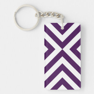 Paarse en witte Chevrons Acryl Sleutelhanger