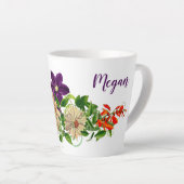 Paarse en witte Cleamits Floral Latte Mok (Rechterhoek)