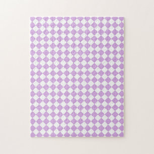 Paarse en witte controleerpatroon legpuzzel