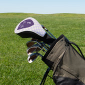 Paarse en witte crèmecontroles met Initialen en nu Golfheadcover (Insitu)