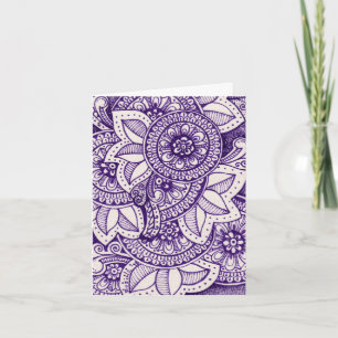 Paarse en witte Damask Indian Mandala Dank je Bedankkaart