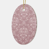 Paarse en witte Damask Keramisch Ornament (Links)