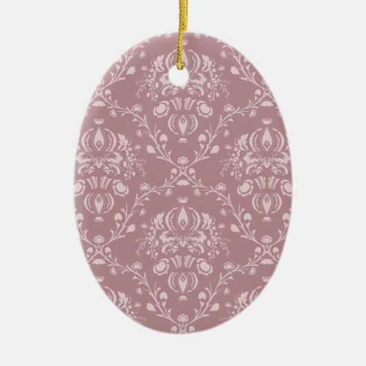 Paarse en witte Damask Keramisch Ornament (Voorkant)
