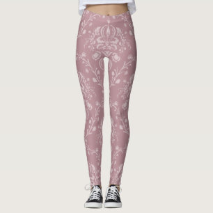 Paarse en witte Damask Leggings