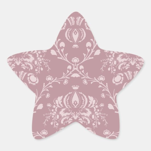 Paarse en witte Damask Ster Sticker (Voorkant)