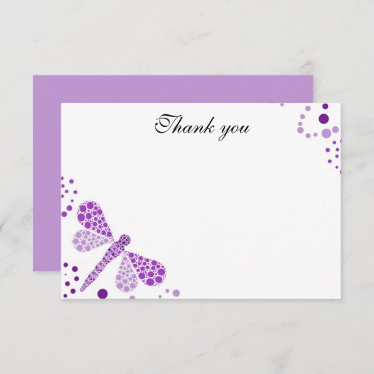 Paarse en witte dragonfly flat notitiekaartje (Voorkant / Achterkant)