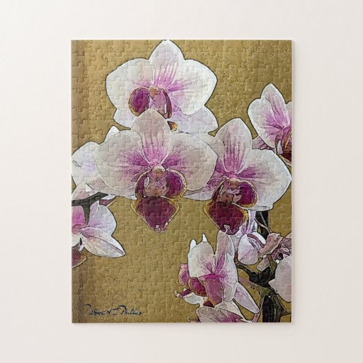 Paarse en witte droog penseel legpuzzel (Verticaal)