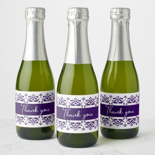 Paarse en witte dunneddding sparkling wijnetiket (Flessen)