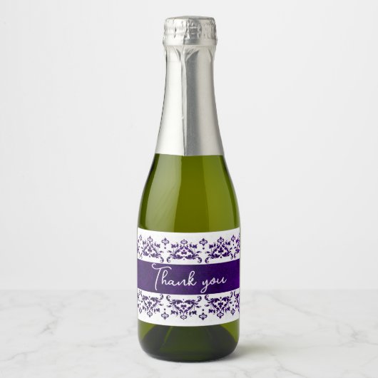 Paarse en witte dunneddding sparkling wijnetiket (Voorkant)