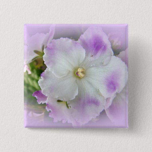 Paarse en witte Fancy Afrikaanse Violetten Vierkante Button 5,1 Cm (Voorkant)