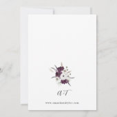 Paarse en witte Floral bruiloft Kaart (Achterkant)