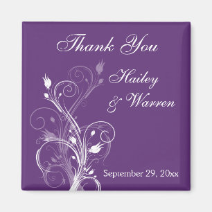 Paarse en witte Floral Wedding Favor Magnet Magneet