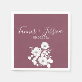 Paarse en witte Floral Wedding Servet (Voorkant)