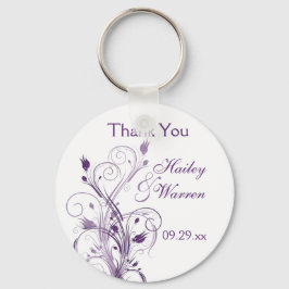 Paarse en witte Floral Wedding voor Sleutelhanger