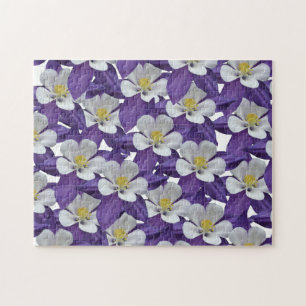 Paarse en witte fluitpatroon van Columbine Legpuzzel