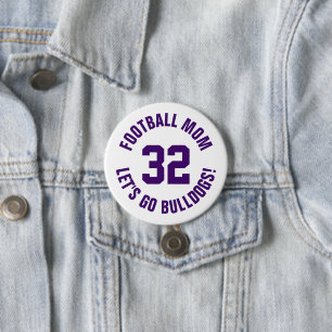 Paarse en Witte Football Moeder Jersey Nummer Ronde Button 7,6 Cm