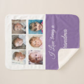Paarse en witte fotocollage sherpa deken (Voorkant (horizontaal))