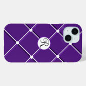 Paarse en Witte Gestreepte Ontwerp Fancy R-Initiaa Case-Mate iPhone Case (Achterkant (horizontaal))