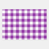 Paarse en witte Gingham Check Plaid Inpakpapier Vel (Voorkant)