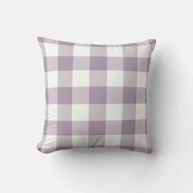 Paarse en witte gingham Pattern Kussen (Voorkant)