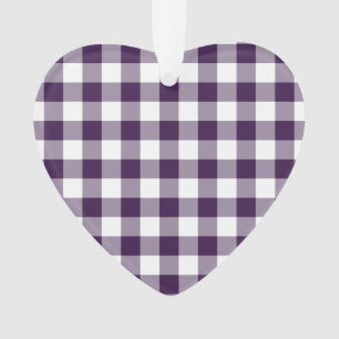 Paarse en witte gingham Pattern Ornament
