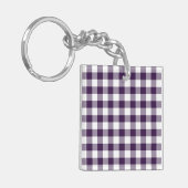 Paarse en witte gingham Pattern Sleutelhanger (Voorkant Links)