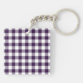 Paarse en witte gingham Pattern Sleutelhanger (Achterkant)