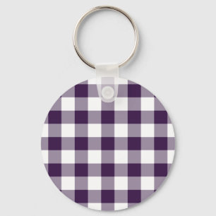 Paarse en witte gingham Pattern Sleutelhanger
