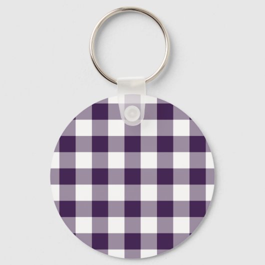 Paarse en witte gingham Pattern Sleutelhanger (Voorkant)