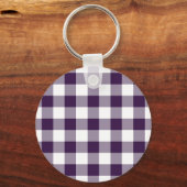 Paarse en witte gingham Pattern Sleutelhanger (Voorkant)