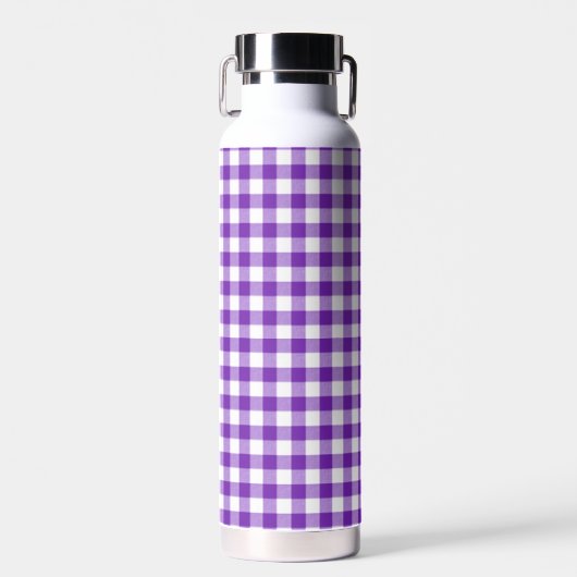 Paarse en witte gingham Pattern Waterfles (Voorkant)