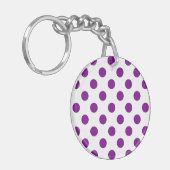 Paarse en witte haarpunten sleutelhanger (Voorkant Links)