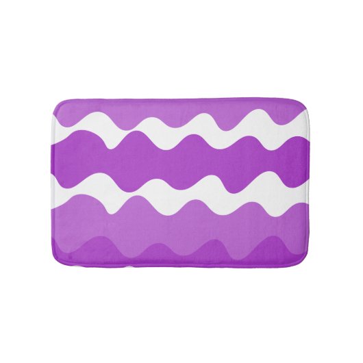 Paarse en witte horizontale golvenpatroon badmat (Voorkant)
