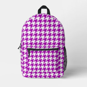 Paarse en Witte Houndstooth Check Bedrukte Rugzak