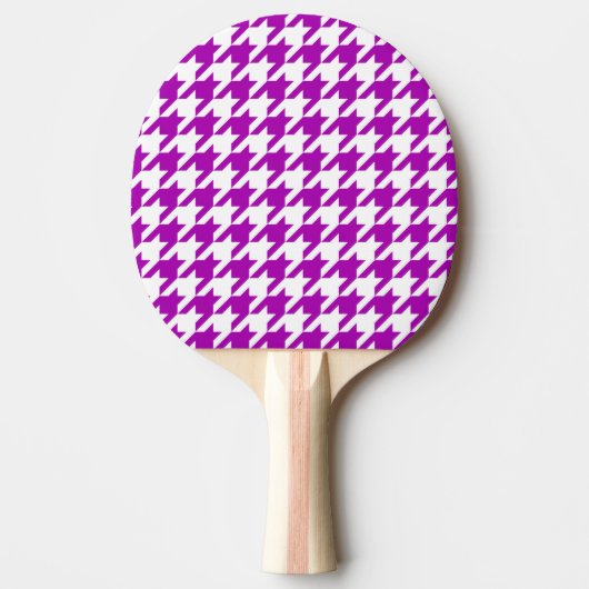 Paarse en Witte Houndstooth Check Tafeltennisbatje (Voorkant)