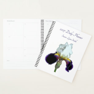 Paarse en Witte Iris Dagplanner Planner