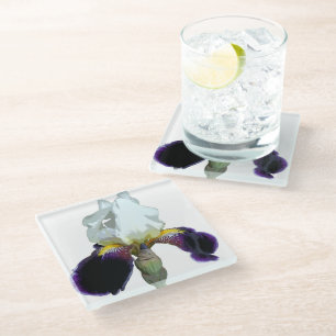 Paarse en Witte Iris Glas Onderzetters
