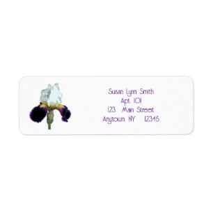 Paarse en Witte Iris Retourlabels Etiket