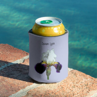Paarse en Witte Iris Schuim Koozie Koeler