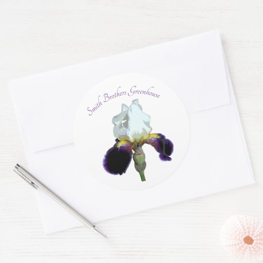 Paarse en Witte Iris Stickers (Envelop)