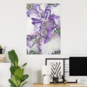 Paarse en witte iris van boven poster (Thuiskantoor)
