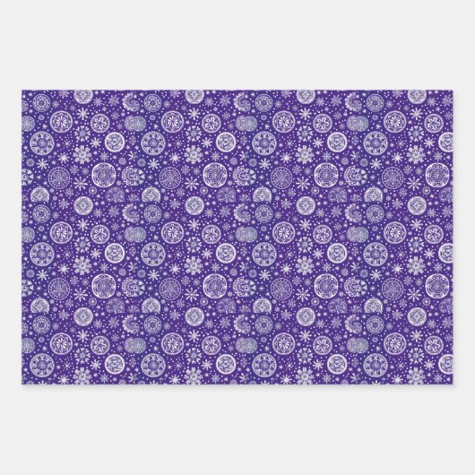 Paarse en witte kerst motief inpakpapier vel (Voorkant 3)