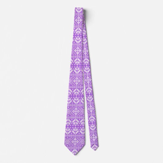 Paarse en witte kerstbeurs Isle Pattern Stropdas (Voorkant)