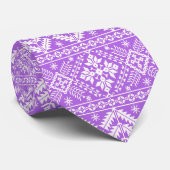 Paarse en witte kerstbeurs Isle Pattern Stropdas (Opgerold)