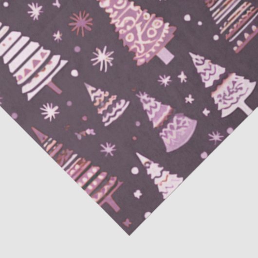 Paarse en witte kerstbomen tissuepapier (Detail)