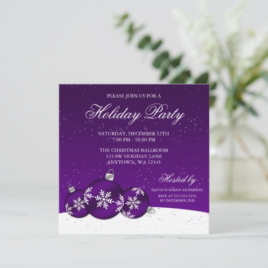 Paarse en witte kerstfeestdag kaart (Staand voorkant)